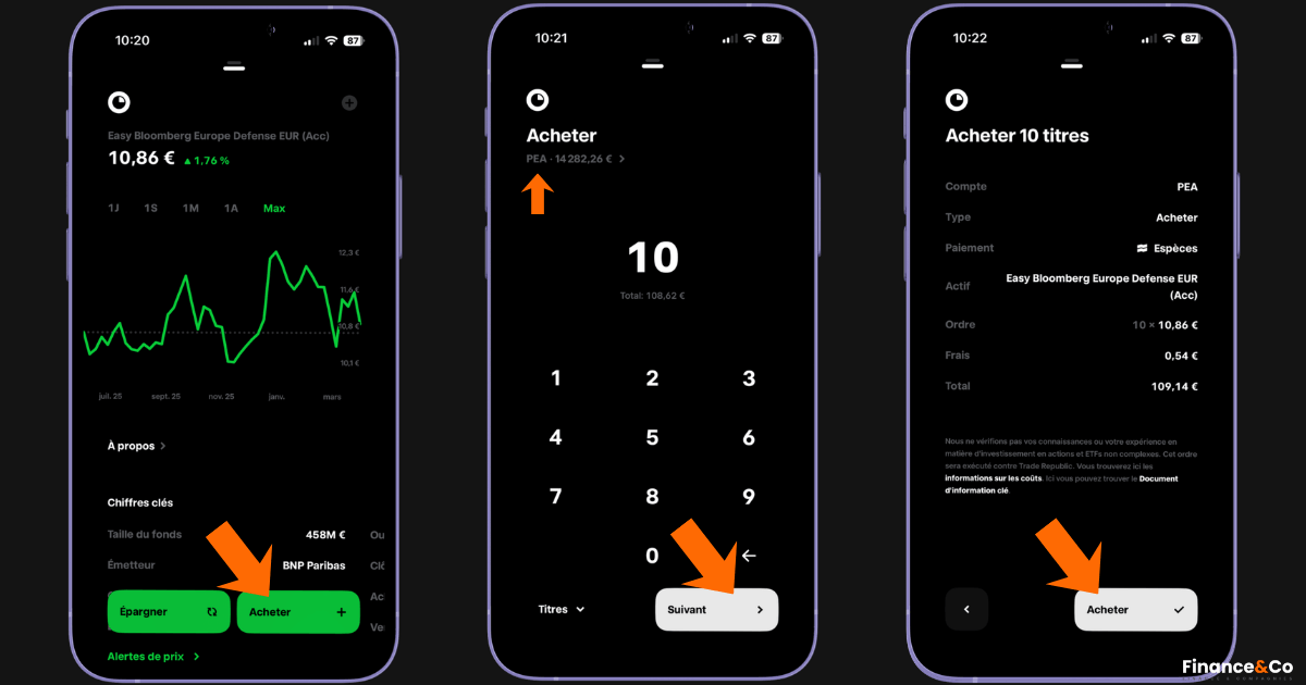 Passer un ordre ETF Défense PEA