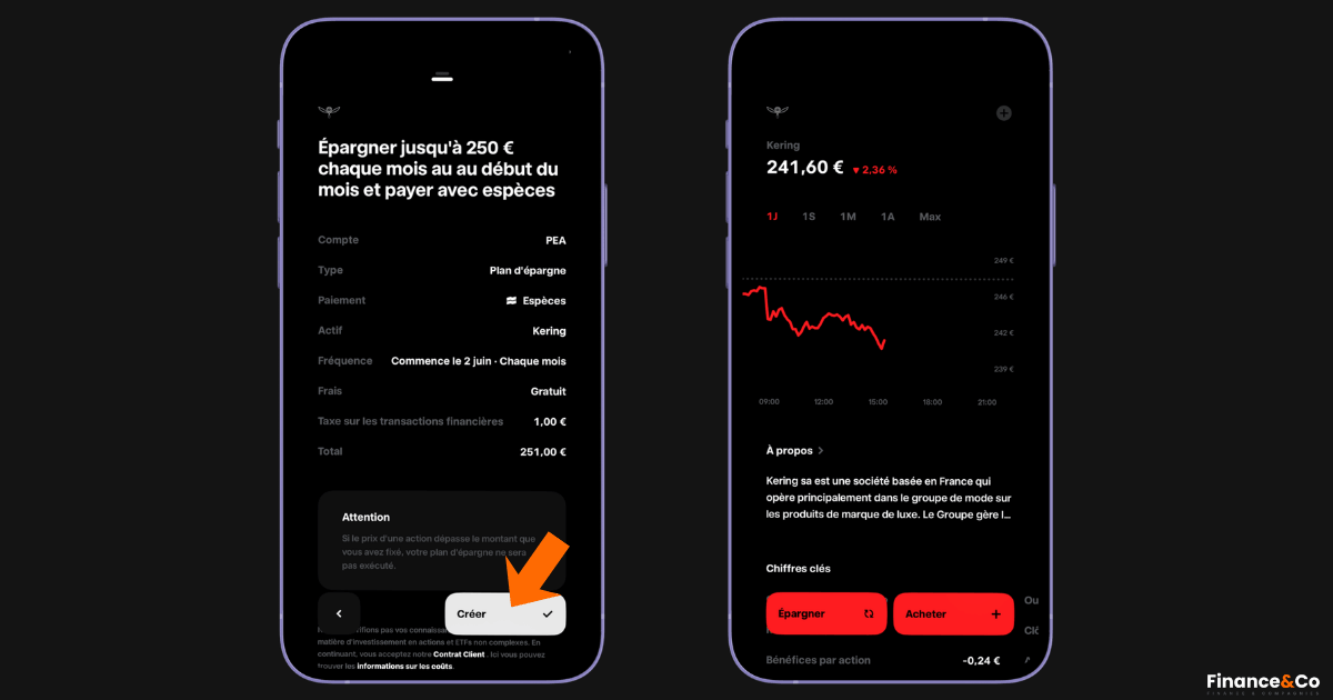 Passer un ordre d'achat sur l'action Kering sur Trade Republic