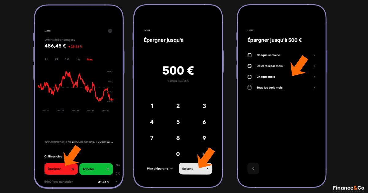 Faire un DCA sur l'action LVMH sur Trade Republic