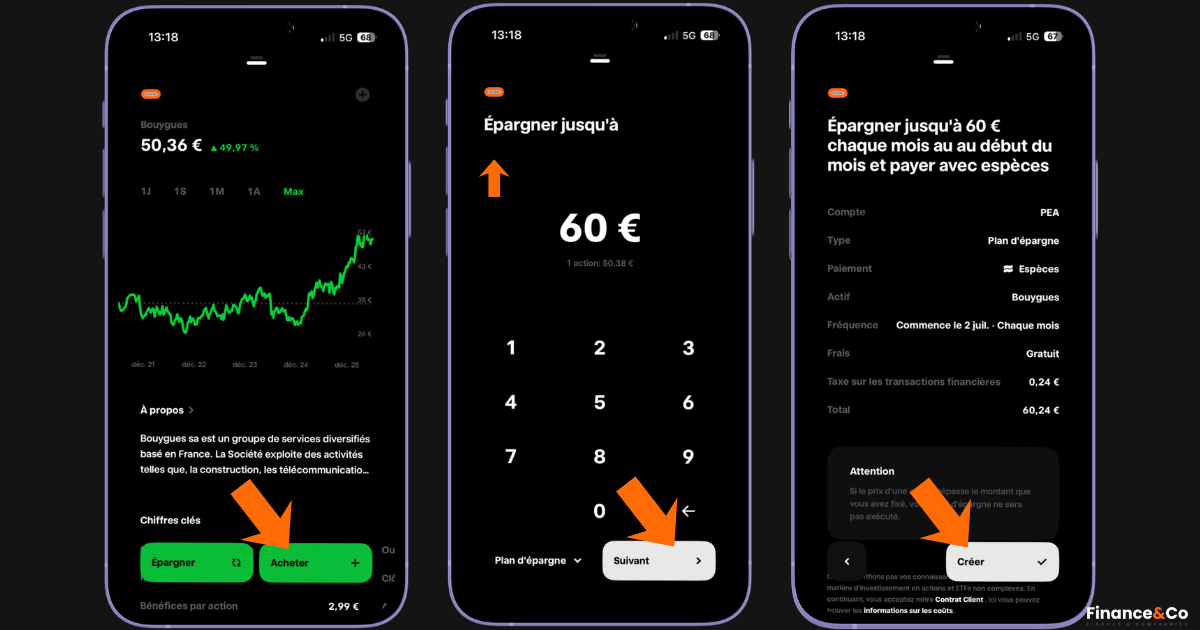 Passer un ordre d'achat sur l'action Bouygues sur Trade Republic