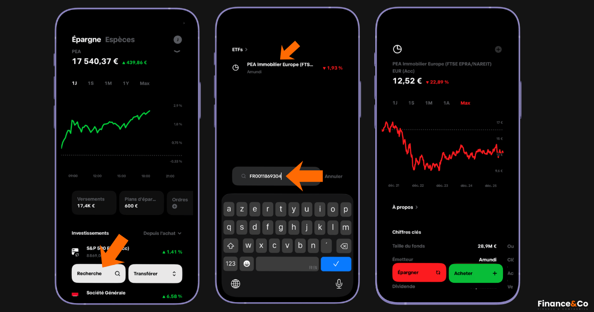 Rechercher ETF Immobilier PEA PMEH sur Trade Republic